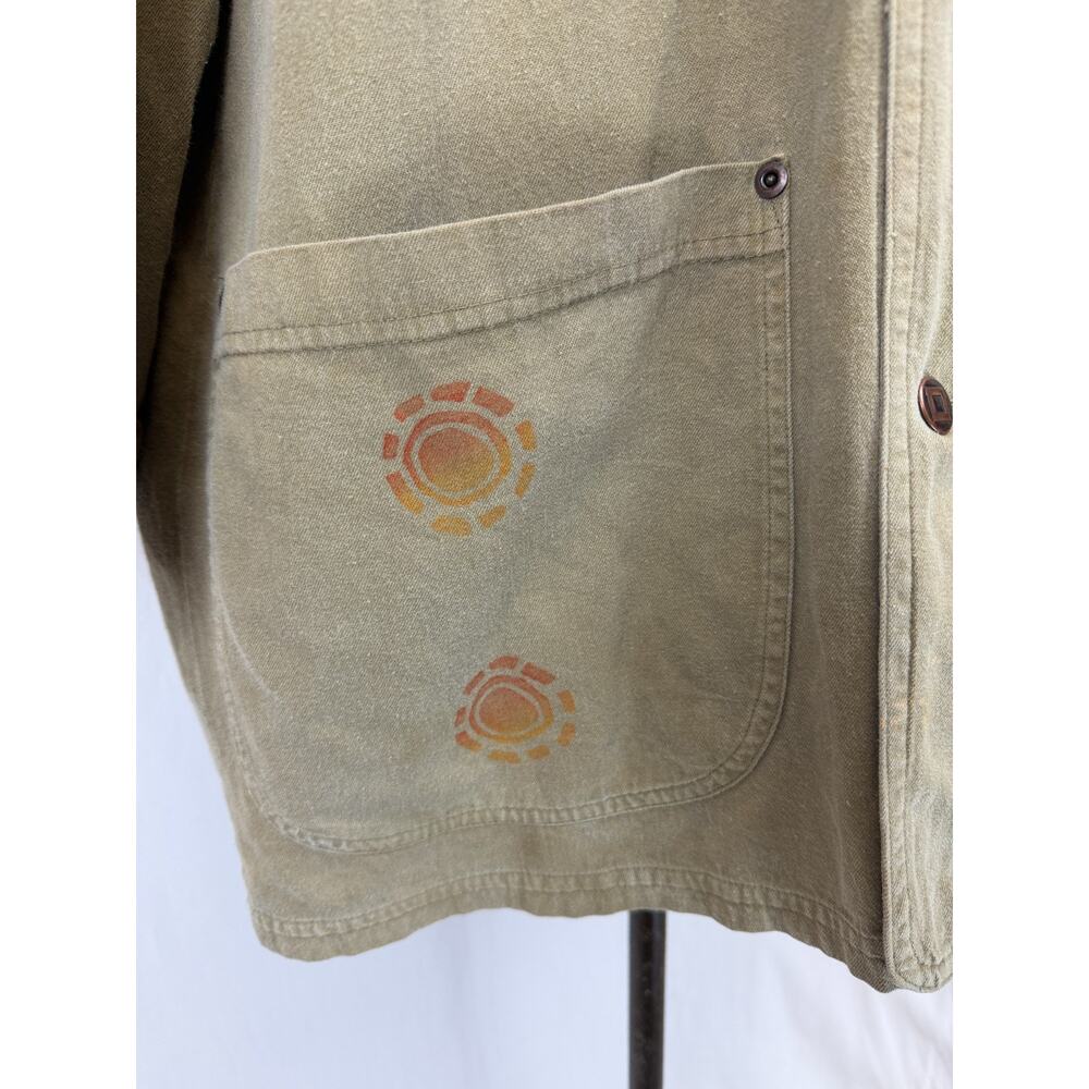 90's Vintage BLUE FISH Green Cotton Jacket MADE USA OS #0175 - Picture 12 of 16